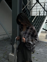 Loose fit see-through check shirt male (2 colors)