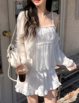 Chiffon Layered Frill Sleeveless Blouse (2color)