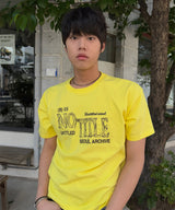 Untitled Frayed Embroidery Crop Short Sleeve Yellow