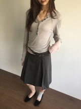 Fold wrap midi skirt (2color)