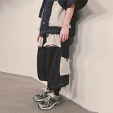 reverse terry pocket denim capri shorts_blue