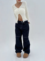 [BODY SHAPING] HIP FRINGE SOFT-FIT SLIM KNIT V-NECK CARDIGAN - 2 COLOR