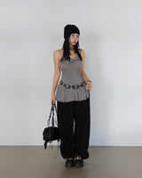 scarf set stripe frill mini-dress