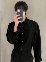 Washed denim shirt jacket