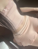 Pinia low-waist flare skirt (light pink)