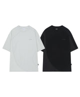 メッシュカットカバーステッチオーバーフィットTシャツ -ブラック