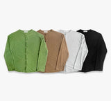 "Linen Round Neck Knit Cardigan "