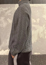 High-Neck Cable Half-Zip Up Knit 6COLOR