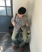 フードチェックシャツ
