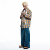 Washed Painted Check Shirt - YELLOW