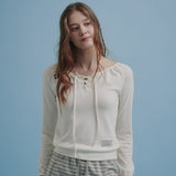 Lace Up Long T-shirt (White)