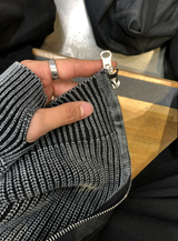 カントビントダイイングオーバーフィットフーデッドニットジップアップ