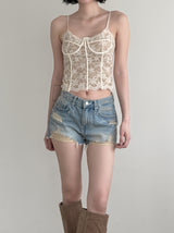 Flower Lace Corset Padded Sleeveless