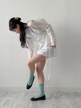 Colored Ribbed See-through Socks