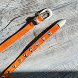 Orange Flower Leather Belt