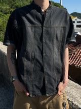 Double-Stitch Denim Short-Sleeve Shirt (2 Colors)