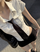 ロイナローウエストスリムスカート (Black)