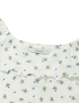 RUFFLE FLOWER BLOUSE(WHITE)