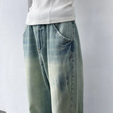Seamed Washed Wide-Leg Jeans