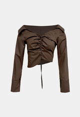 Iris Shirring Off-Shoulder Shirt