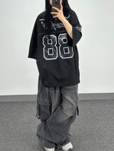buckle cargo denim pants