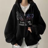 95 レタリングツーウェイフーディドジップアップ