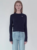 KIRSH PLAIN LINE POINT CABLE KNIT - DARK NAVY   