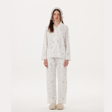 Cupid Print Knit Pajama Set – Light Blue Long Sleeve & Pants | Ultra-Soft Anti-Wrinkle Sleepwear