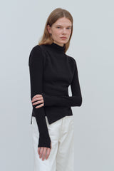 レイヤードベストモックネックTシャツ - ブラック