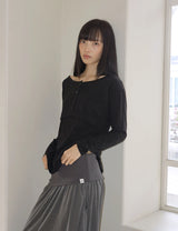 プラケット リブド ティーシャツ(BLACK)