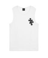 Cross Leather Patch Sleeveless - White