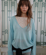 Button v-neck knit_skyblue