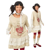Stitched distressed red heart T-shirt dress