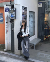 Pocket dark denim pants