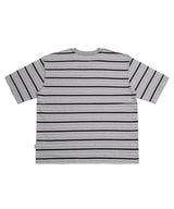 ボーダーオーバーロックストライプTシャツ_グレー
