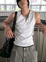 Layered Henley Tank Top