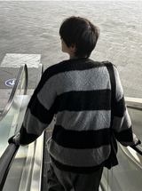 Black & Gray Angora Mohair Knitwear
