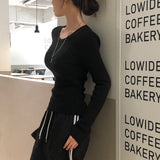 [BELLIDE MADE] Basic item, round rib long sleeve knit