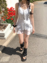 Hazle Cancan Ribbon Strap Sleeveless Mini Dress