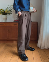 Melo Belted Two-Tuck Wide Slacks