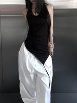 clean unbalanced strap sleeveless (2color)
