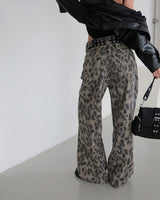 leopard leopard wide long pants