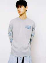 ラブ&ピース長袖Tシャツ - グレー