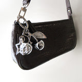 Silver cherry star keyring