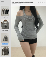 ホルターネック シャーリング レイヤードTシャツ