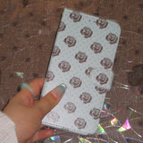 Rose Rose Dot Sky Blue Brown Vintage Diary Case Leather Card wallet Phone Case
