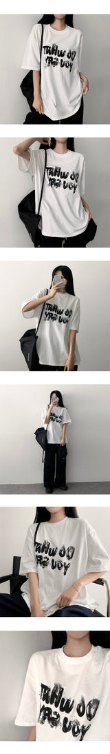 Fine overfit short-sleeved T-shirt