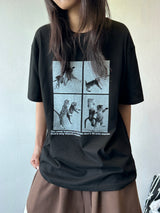 Juju Four Section Black White Oversized T-Shirt 4color