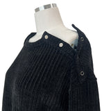 [UNISEX] オーバーフィット ベロア オフショルダー ダブルスナップボタン ロングスリーブ ニットT(4 colors)