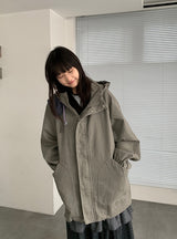 [unisex] オシャロウォッシングオーバーフードジャケット